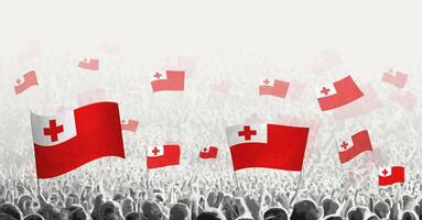 Abstract crowd with flag of Tonga. Peoples protest, revolution, strike and demonstration with flag of Tonga. vector