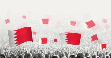 Abstract crowd with flag of Bahrain. Peoples protest, revolution, strike and demonstration with flag of Bahrain. vector