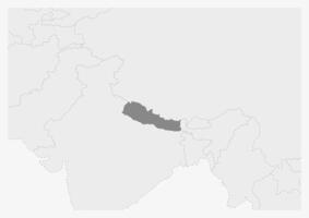 mapa de Asia con destacado Nepal mapa vector