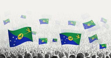 Abstract crowd with flag of Christmas Island. Peoples protest, revolution, strike and demonstration with flag of Christmas Island. vector