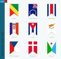 Nine vector vertical flag set. Vertical icon with flag.