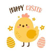 Cute easter chicken. Happy Easter vector illustration.