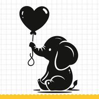 Cute elephant face in simple doodle style set. Vector illustration.