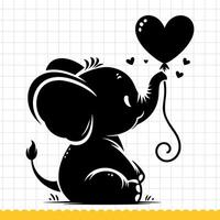 Cute elephant face in simple doodle style set. Vector illustration.