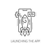 Launching app, web develop and optimization icon vector