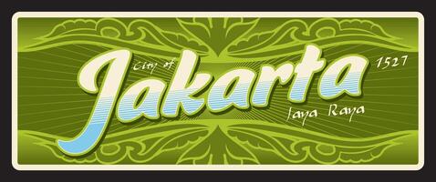 Jakarta city old travel sticker vector