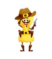 Cartoon Italian pasta, farfalle cowboy or sheriff vector