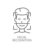 Facial recognition, biometric identification icon vector