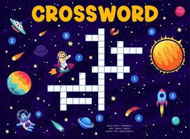 Crossword quiz game grid with galaxy space planets vector