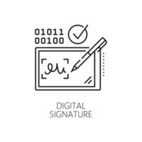 Digital signature biometric verification icon vector