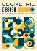 Yellow, turquoise and beige bauhaus pattern poster vector