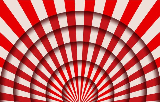 Paper cut circus or theater stage striped curtains