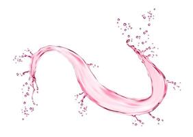 realista rosado agua remolino chapoteo, gotas salpicar vector