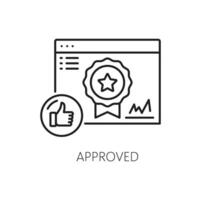 Approved icon, web audit, digital media analytics vector