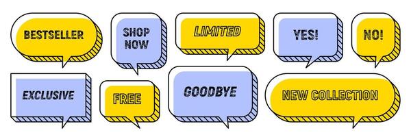 Memphis speech bubbles, vector of dialogue clouds