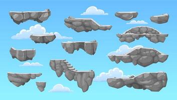 Cartoon rock stone game platforms, sky background vector