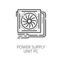 PC power supply unit line icon, computer hardware vector