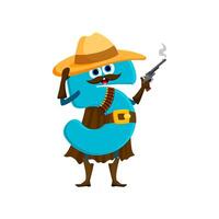 Cartoon cowboy and robber math number character vector