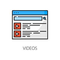 Videos search engine result page, SERP icon vector