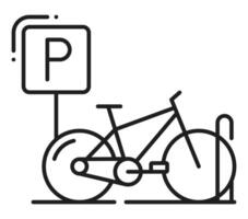 Parking for bicycle line icon, car garage service vector