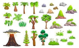 Jungle and jurassic period environment game assets vector