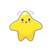 Cartoon cute star, kawaii twinkle character vector