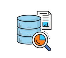 Database search color icon, cloud storage server vector