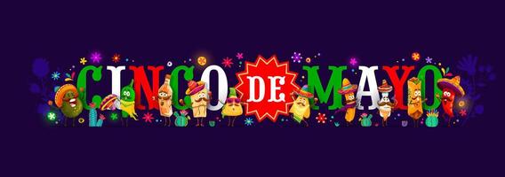 Cinco de mayo Mexican holiday banner with tex mex vector