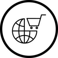 icono de vector de compras del mundo