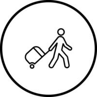 caminar con icono de vector de equipaje
