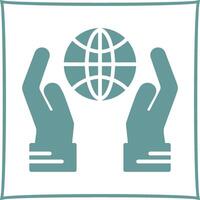 Globe Hand Vector Icon