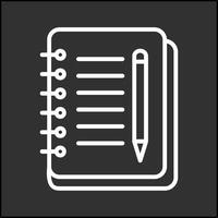 icono de vector de cuaderno y pluma