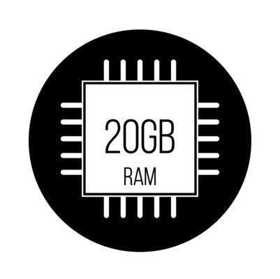 20 GB Ram. Computer memory design, intelligent hardware component. Internal Ram memory circuit
