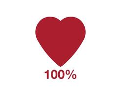 100 percent heart. Design heart function level, health design and blood status vector