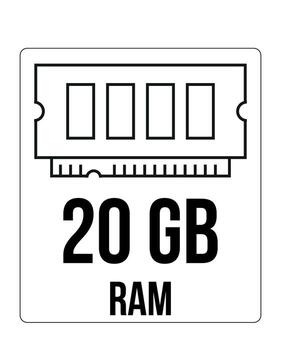 20 GB RAM. Ram memory vector, speed and technological processing concept, computer hardware vector