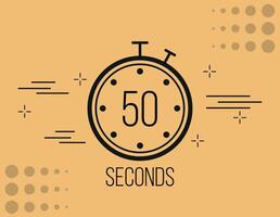 50 seconds clock timer. Time marker clock, vector counting seconds