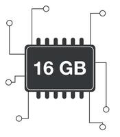 16 GB Ram. Ram memory with electrical circuits, technology and computer processing concept vector