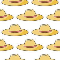 Straw hat Summer pattern Protect head sun vector