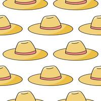 Straw hat Summer pattern Protect head sun vector