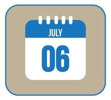 July 6 icon isolated on light background. Calendar vector symbol modern for the month of July