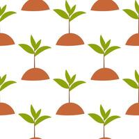 sprout grows the ground new green life vector