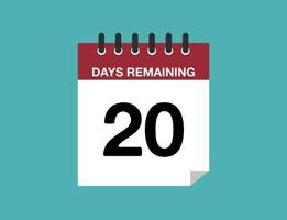 20 days remaining. Remaining calendar days, time counter vector