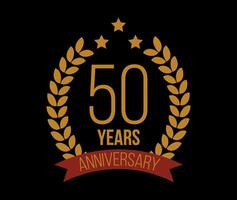 50 años aniversario. lujo bronce laurel, cumpleaños celebracion y conmemorativo bandera vector