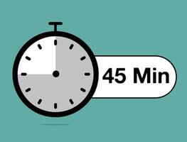 45 Minutes timer icon. Time counter stopwatch, modern clock design isolated on light background vector