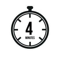 4 clock minutes timers. Time measure. Chronometer vector icon black isolated on white background.