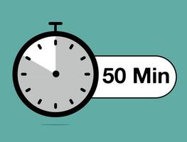 50 Minutes timer icon. Time counter stopwatch, modern clock design isolated on light background vector