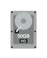 50 GB HD. Vector hard drive data storage, technology and backup concept isolated on white background