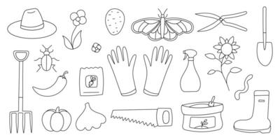 garden care kit hand drawn vector illustration