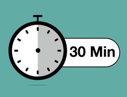 30 Minutes timer icon. Time counter stopwatch, modern clock design isolated on light background vector