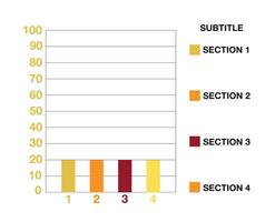 20 number bars chart. Graphic design four bars with section and legend. Vector for finance and statistics